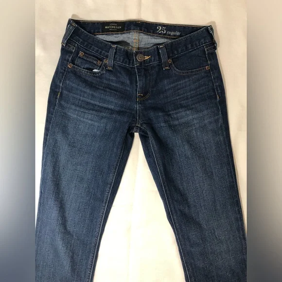 J. Crew Matchstick Jeans 25 Regular Women’s Mid Rise Slim Denim Blue Dark Wash - Picture 2 of 9